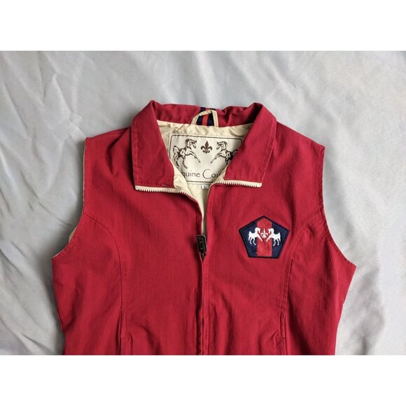 Equine Couture Vest Red Front Riding Horse Patch Full Zip Womens Size L - Picture 2 of 11